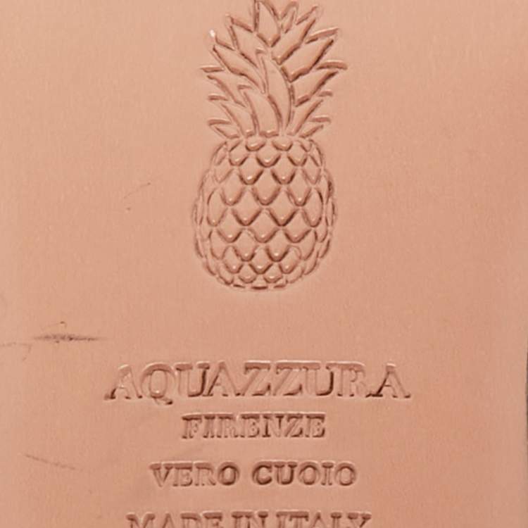 Pre Owned Aquazzura Black Braided Leather Stromboli Gladiator Flat Sandals Size 38.5