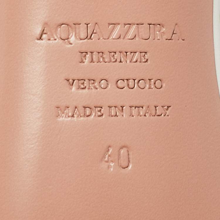 مملوكة مسبقًا Aquazzura Wid Thing Size 40 White Leather Ankle Strap Sandals