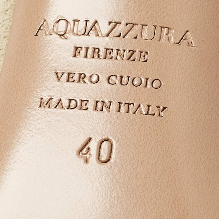 Pre Owned Aquazzura Bow Tie Size 40 Beige Suede Pumps