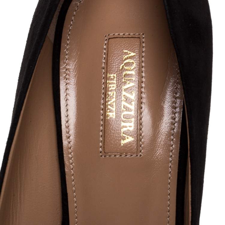 Pre Owned Aquazzura Black Suede Leather Simply Irresistible Pointed Toe Pumps 41