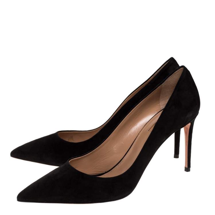 Pre Owned Aquazzura Black Suede Leather Simply Irresistible Pointed Toe Pumps 41