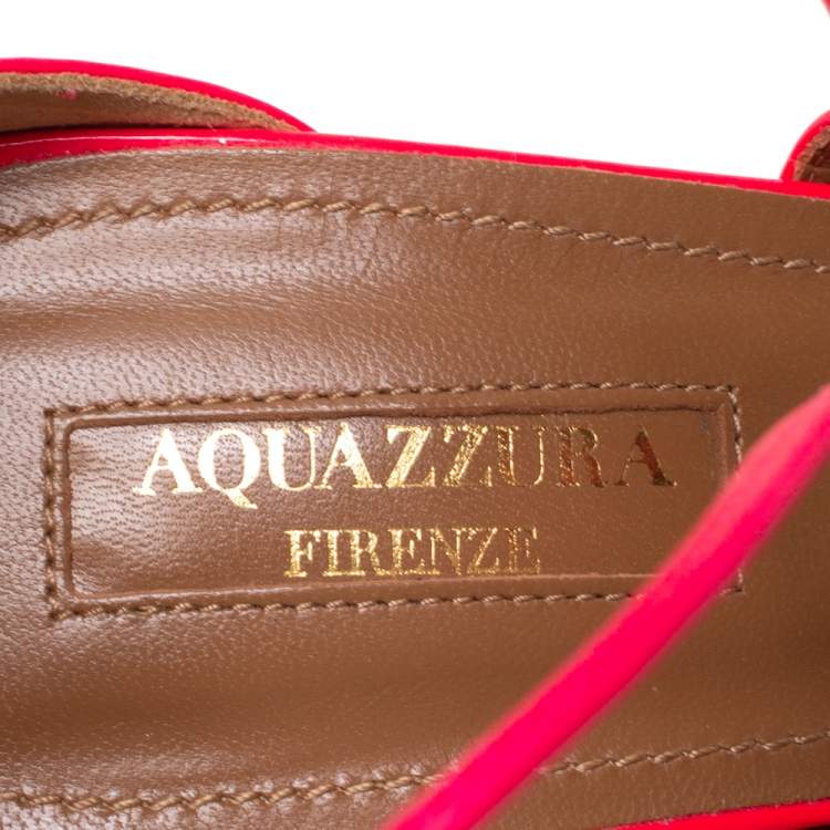 Pre Owned Aquazzura Pink Patent Leather Linda Sandal Size 39