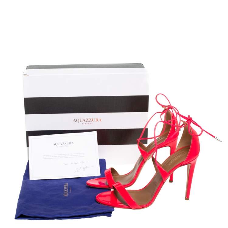 Pre Owned Aquazzura Pink Patent Leather Linda Sandal Size 39