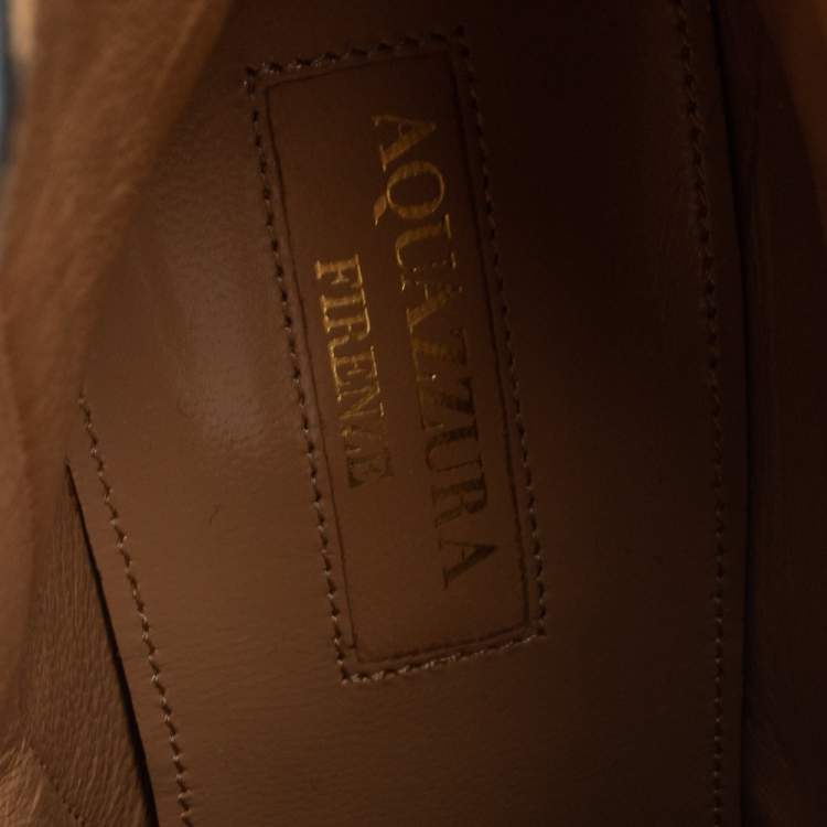 Pre Owned Aquazzura Brown Leopard Print Calf Hair Alma Boots Size 36