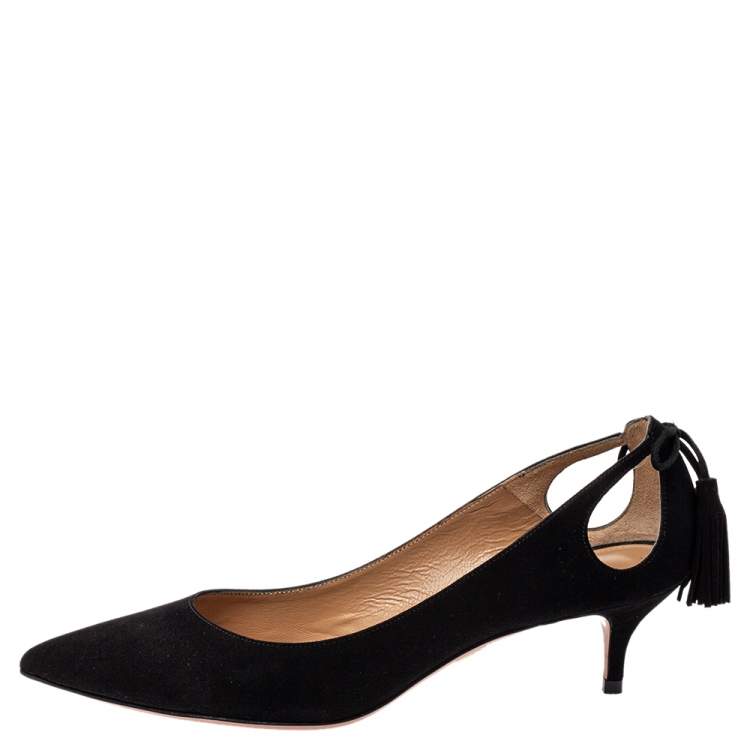Pre Owned Aquazzura Black Suede Marilyn Pumps Size 37