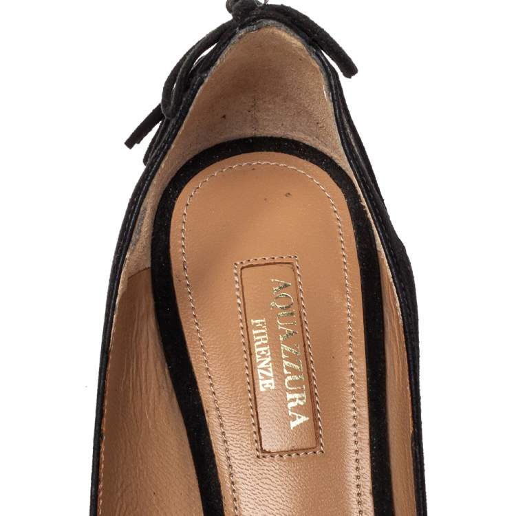 Pre Owned Aquazzura Black Suede Marilyn Pumps Size 37
