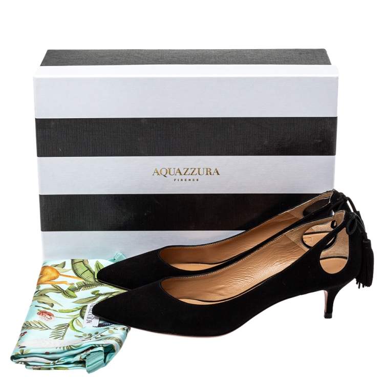 Pre Owned Aquazzura Black Suede Marilyn Pumps Size 37