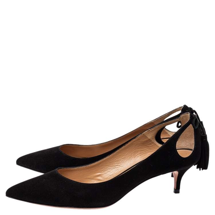 Pre Owned Aquazzura Black Suede Marilyn Pumps Size 37