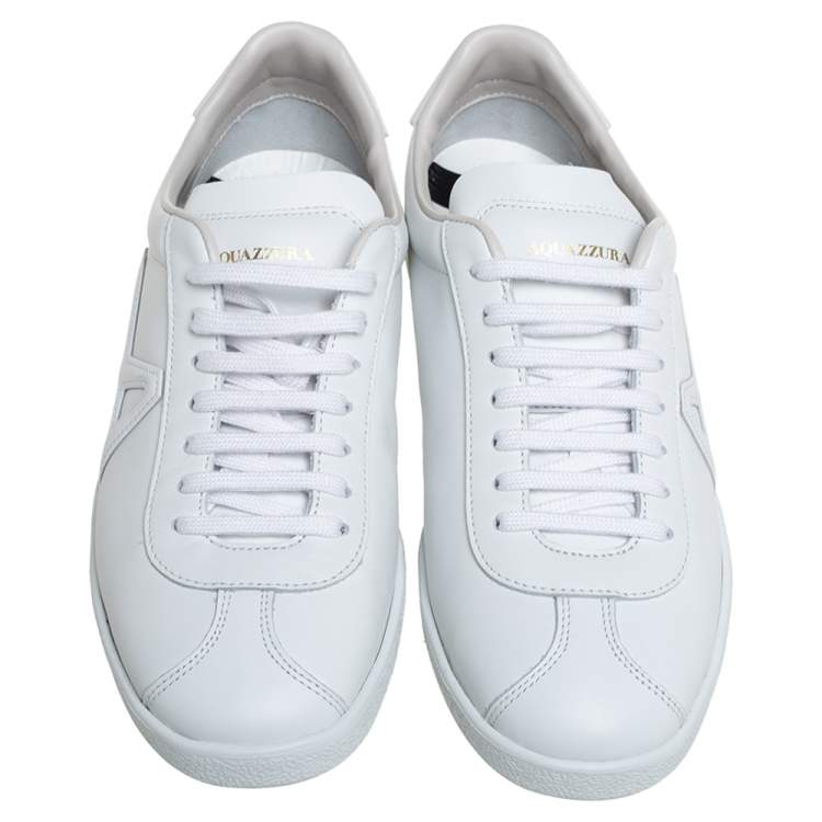 Pre Owned Aquazzura White Leather The A Low Top Sneakers Size 36