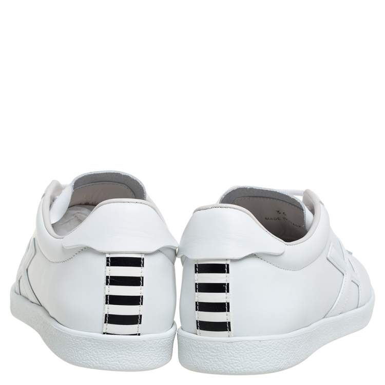 Pre Owned Aquazzura White Leather The A Low Top Sneakers Size 36