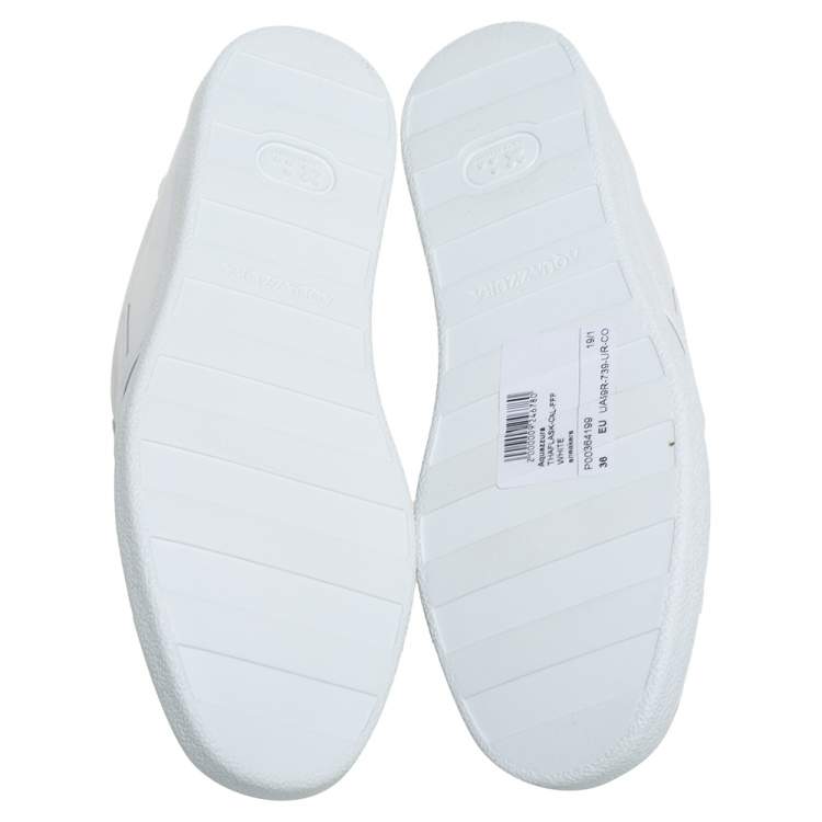 Pre Owned Aquazzura White Leather The A Low Top Sneakers Size 36
