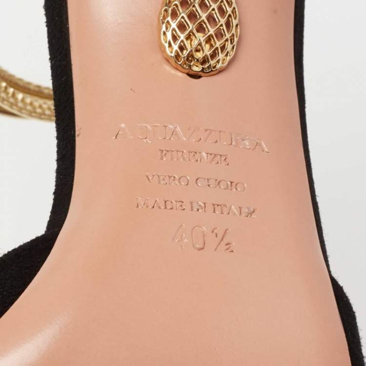 Pre Owned Aquazzura Black Suede Hello Lover Ankle Strap Pumps Size 40.5