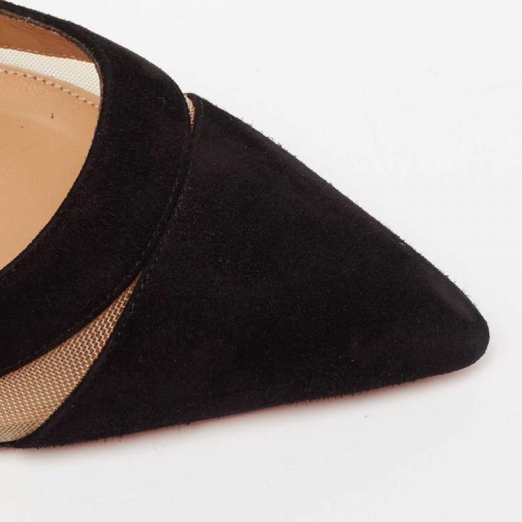 Pre Owned Aquazzura Black Suede and Mesh Savoy Pumps Size 41