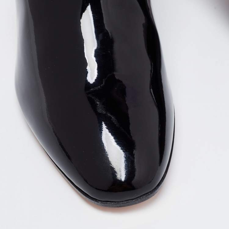 Pre Owned Aquazzura Black Patent Leather Grenelle Ankle Length Boots Size 38