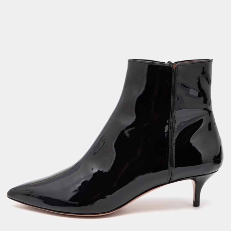 مملوكة مسبقًا Aquazurra Black Patent Pointed Ankle Boots Size 38.5