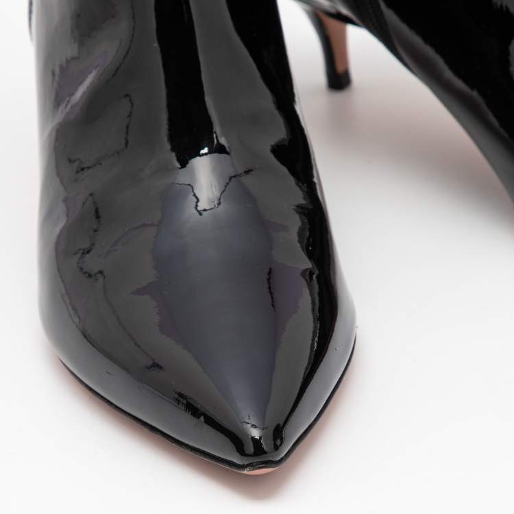 مملوكة مسبقًا Aquazurra Black Patent Pointed Ankle Boots Size 38.5