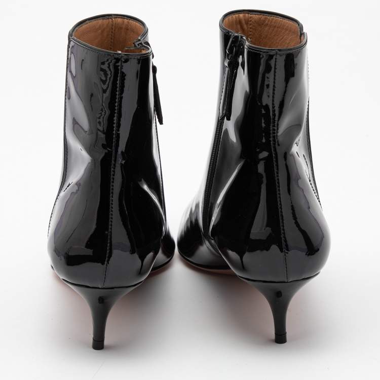 مملوكة مسبقًا Aquazurra Black Patent Pointed Ankle Boots Size 38.5