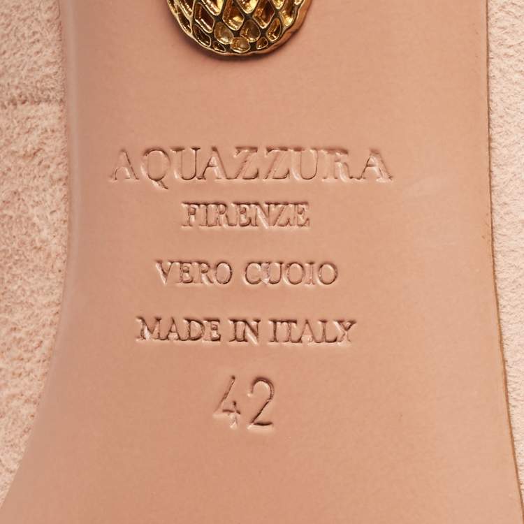Pre Owned Aquazzura Pink Suede Ankle Strap Pumps Size 42