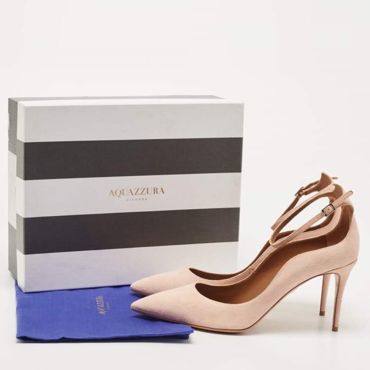 Pre Owned Aquazzura Pink Suede Ankle Strap Pumps Size 42
