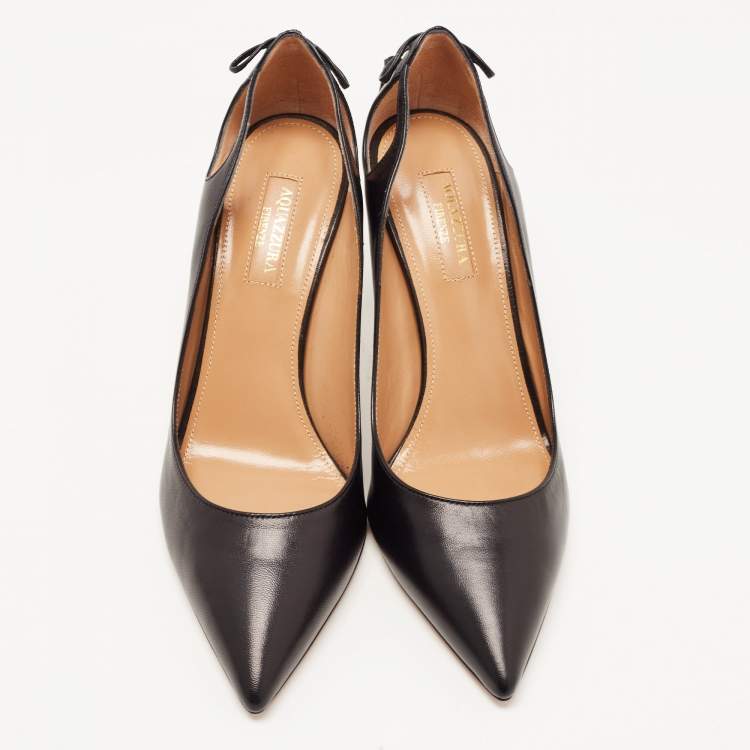 Pre Owned Aquazzura Black Leather Forever Marilyn Pumps Size 38