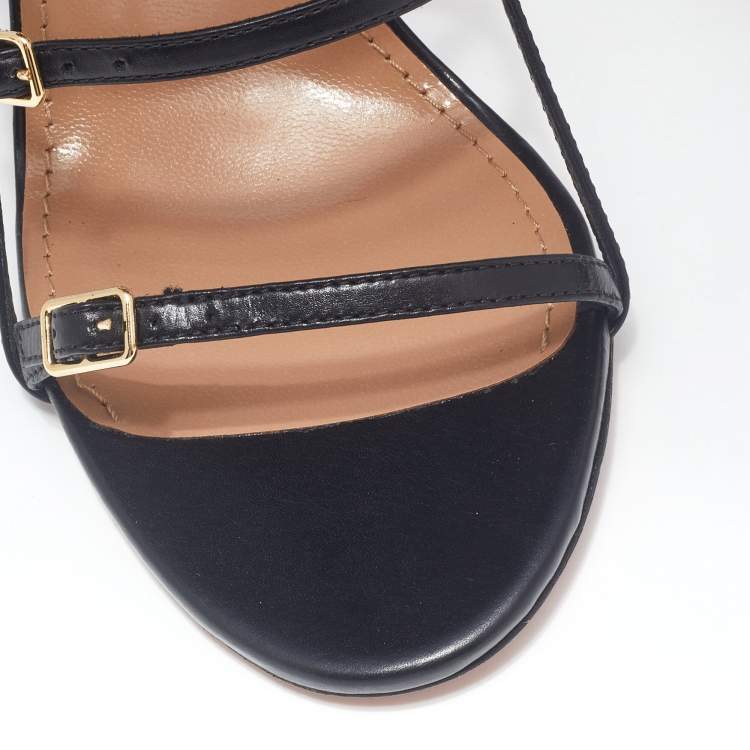 مملوكة مسبقًا Aquazzura Black Leather Super Model Sandals Size 37