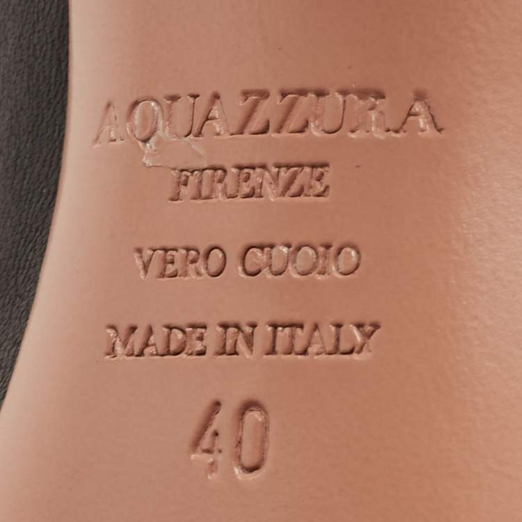 مملوكة مسبقًا Aquazzura Black Leather Forever Marilyn Tassel Detail Pointed Toe Pumps Size 40