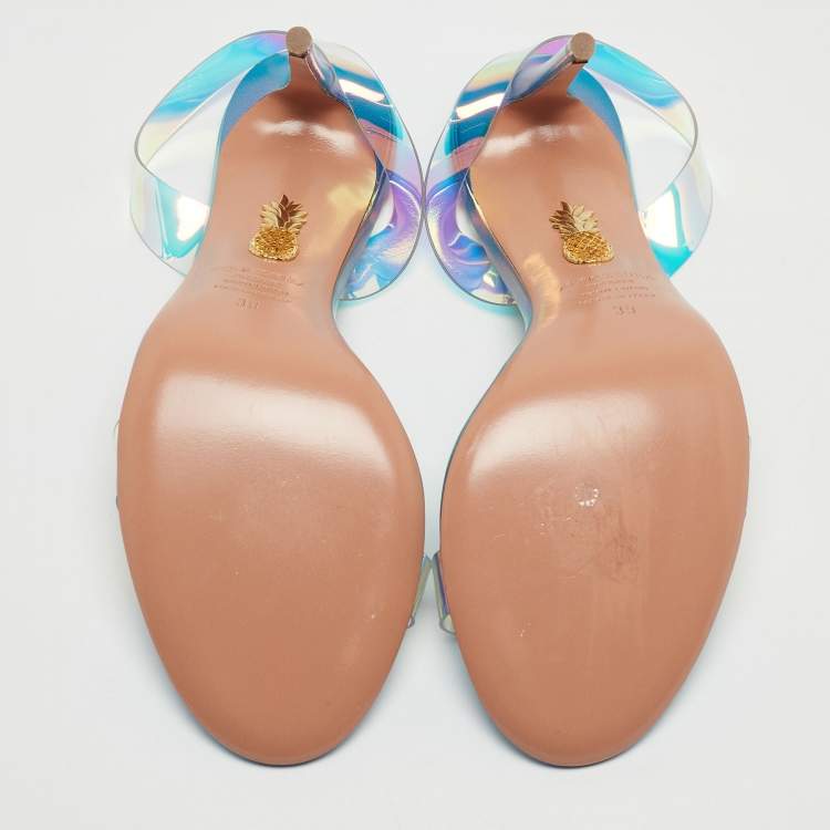 Pre Owned Aquazzura Transparent PVC So Nude Plexi Slingback Sandals Size 39