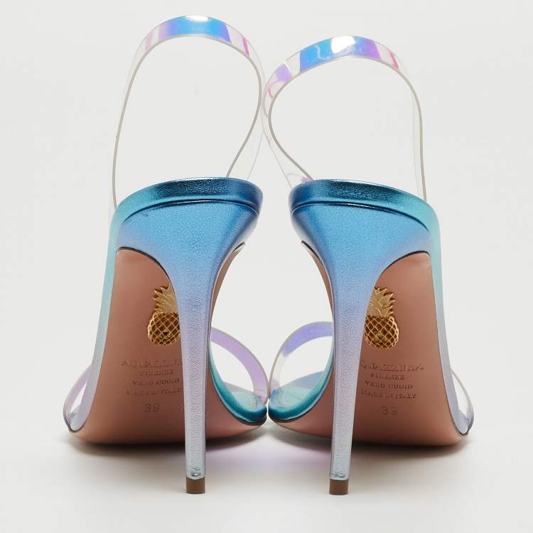 Pre Owned Aquazzura Transparent PVC So Nude Plexi Slingback Sandals Size 39
