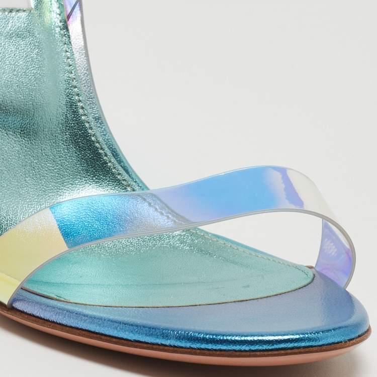 Pre Owned Aquazzura Transparent PVC So Nude Plexi Slingback Sandals Size 39