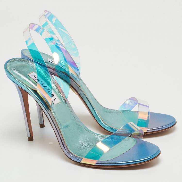 Pre Owned Aquazzura Transparent PVC So Nude Plexi Slingback Sandals Size 39