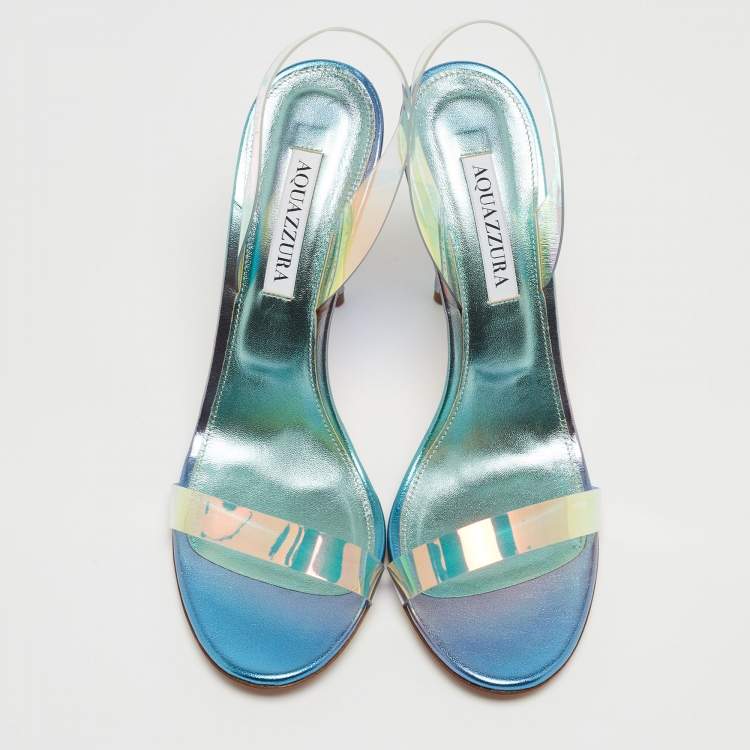 Pre Owned Aquazzura Transparent PVC So Nude Plexi Slingback Sandals Size 39