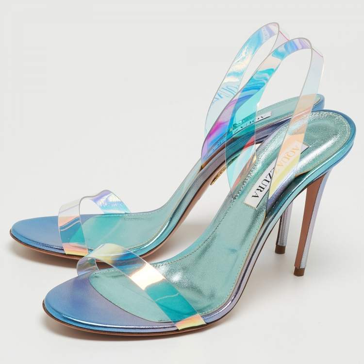 Pre Owned Aquazzura Transparent PVC So Nude Plexi Slingback Sandals Size 39