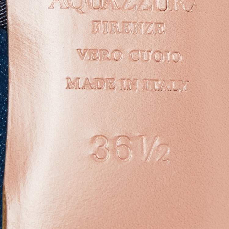 مملوكة مسبقًا Aquazzura Blue Quilted Velvet Maia Ballet Flats Size 36.5