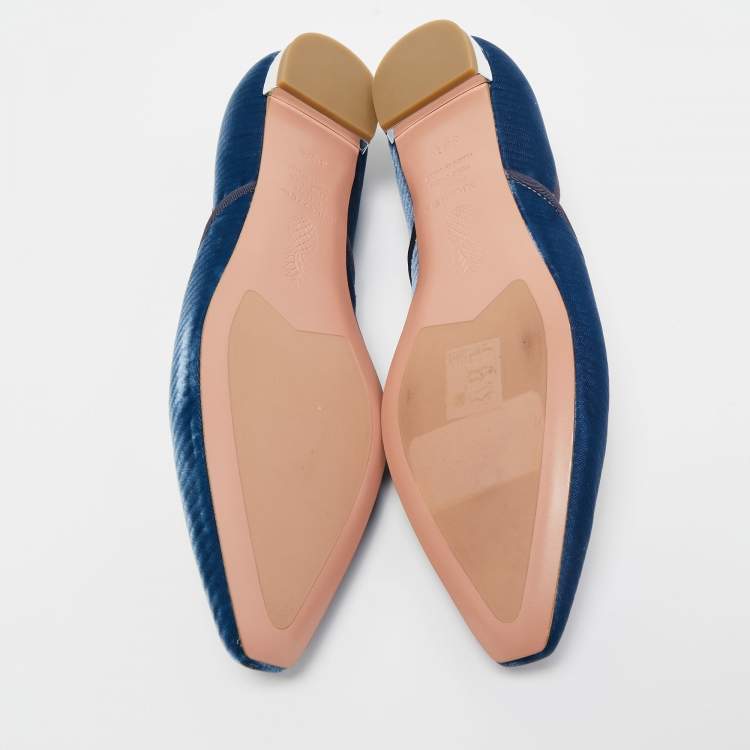 مملوكة مسبقًا Aquazzura Blue Quilted Velvet Maia Ballet Flats Size 36.5