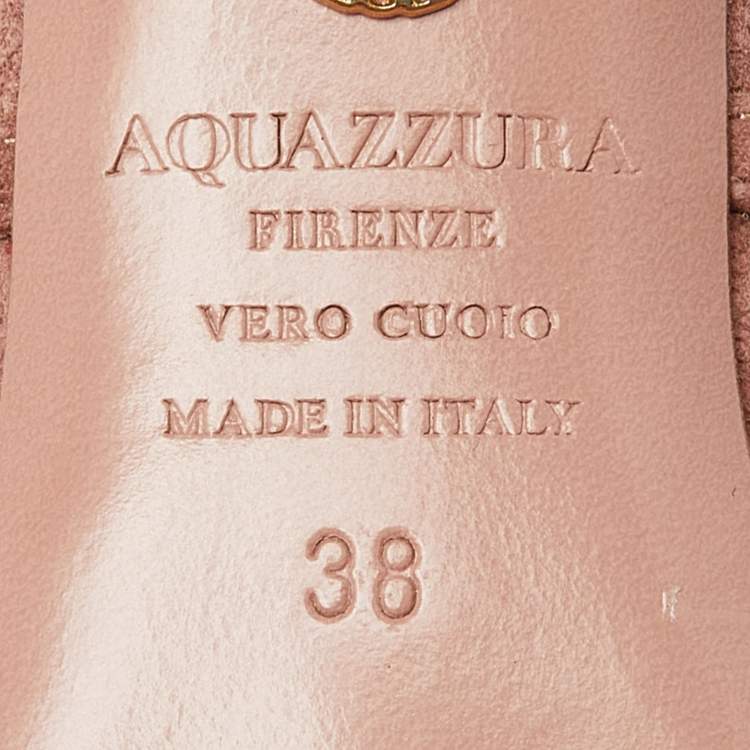مملوكة مسبقًا Aquazzura Pink Suede Crystal Embellished Donata Mules Size 38