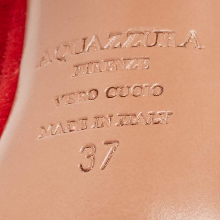 Pre Owned Aquazzura Red Suede Sexy Thing Ankle Strap Sandals Size 37