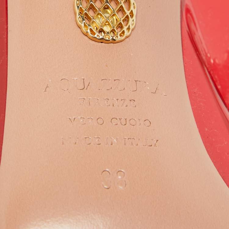 Pre Owned Aquazzura Red PVC Crystal Embellished Temptation Slingback Pumps Size 38