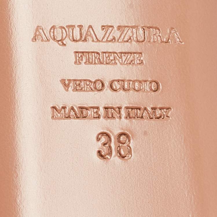 Pre Owned Aquazzura Pink/Gold Suede and Leather Marrakech Slingback Flats Size 38