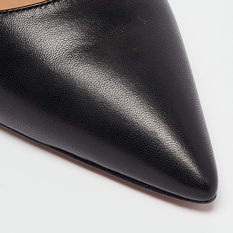 Pre Owned Aquazzura Black Leather Pointed Toe Pumps Size 35