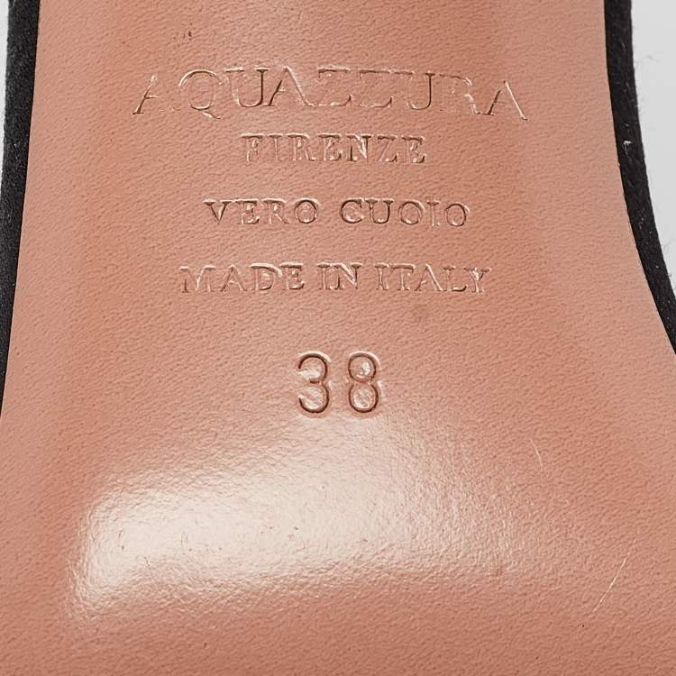 Pre Owned Aquazzura Black Satin Slingback Sandals Size 38
