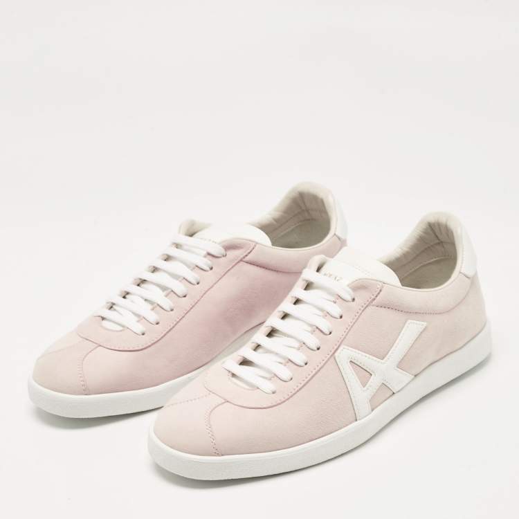 Pre Owned Aquazzura Pink Leather and Suede Lace Up Sneakers Size 36.5