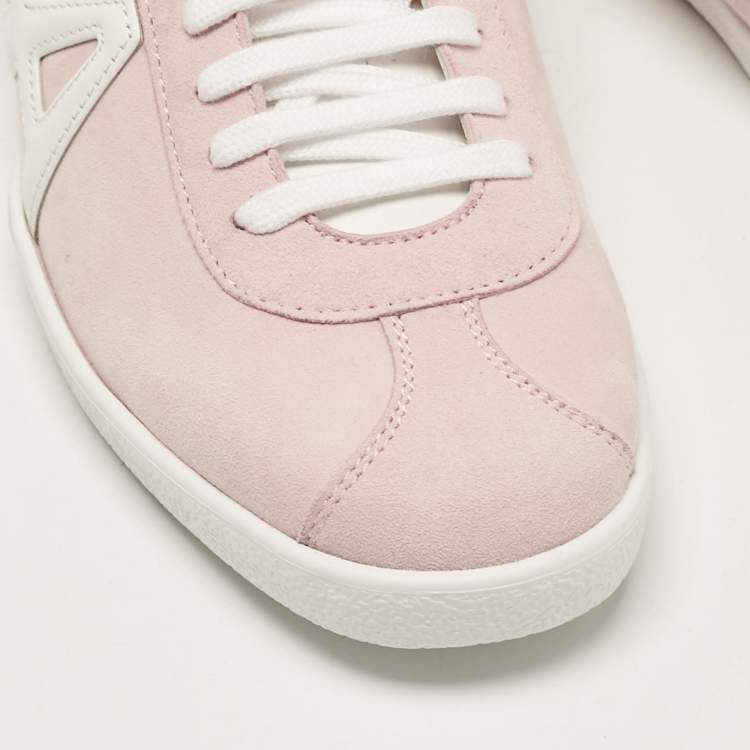 Pre Owned Aquazzura Pink Leather and Suede Lace Up Sneakers Size 36.5