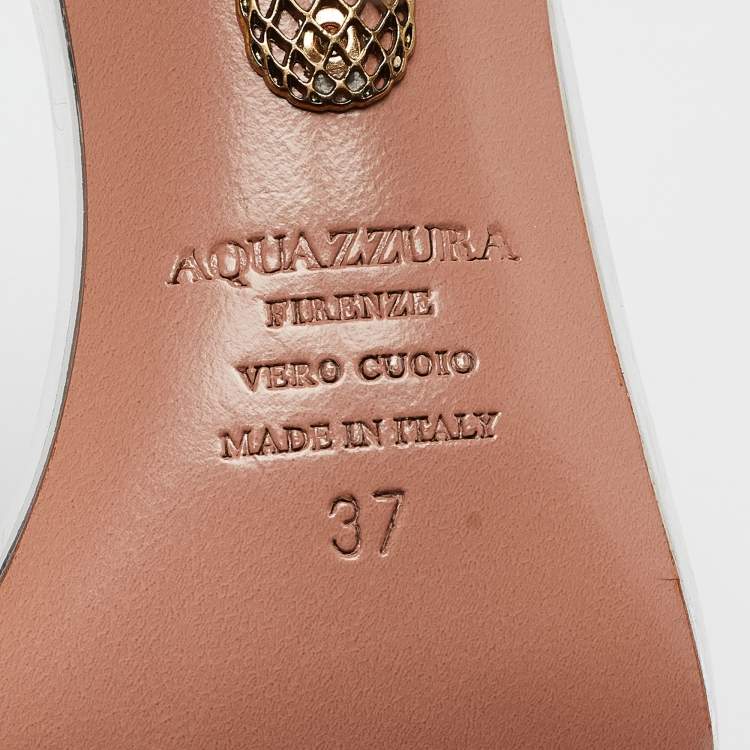 Pre Owned Aquazzura Transparent PVC So Nude Ankle Strap Sandals Size 37