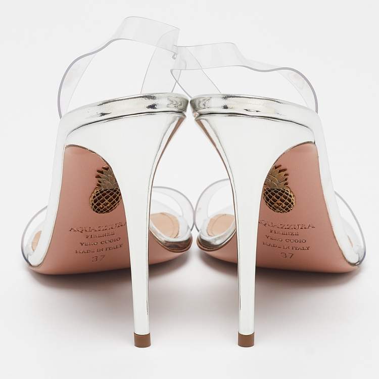 Pre Owned Aquazzura Transparent PVC So Nude Ankle Strap Sandals Size 37