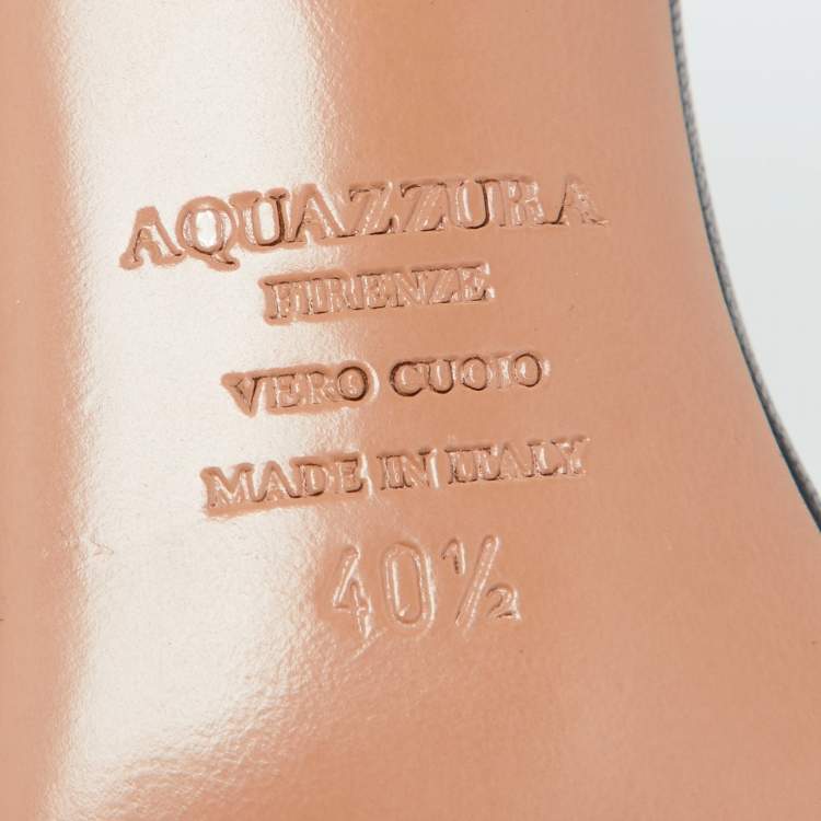 مملوكة مسبقًا Aquazzura Black Leather Wild Thing Ankle Strap Sandals Size 40.5