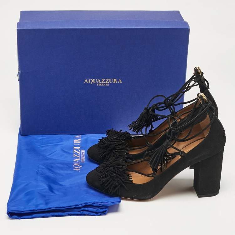 Pre Owned Aquazzura Black Suede Wild Thing Pumps Size 37.5