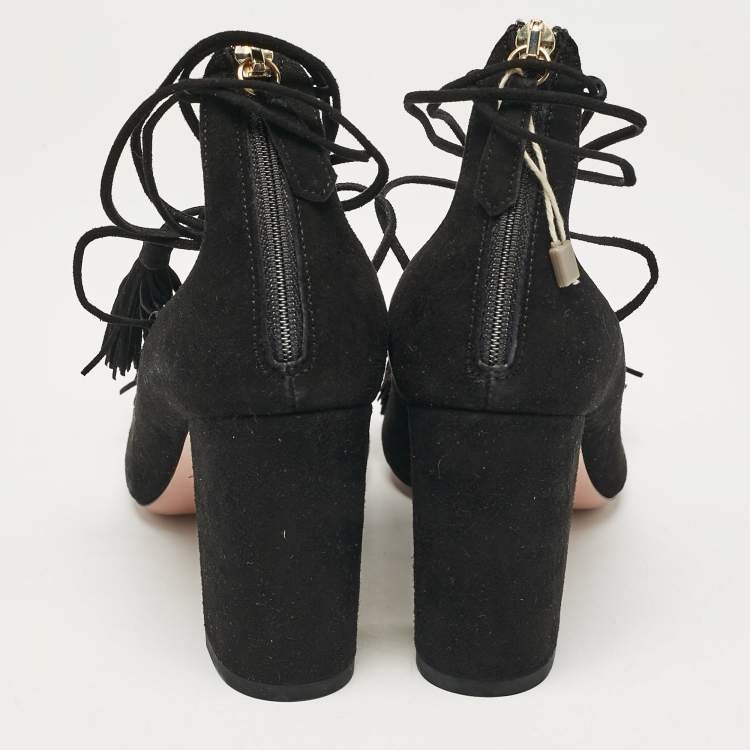 Pre Owned Aquazzura Black Suede Wild Thing Pumps Size 37.5