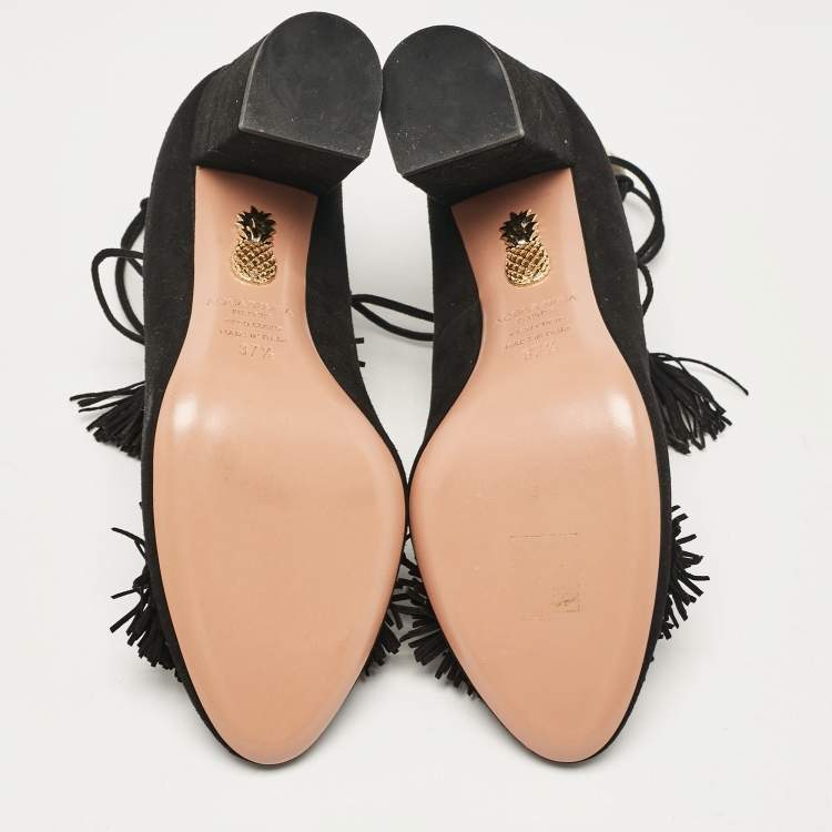 Pre Owned Aquazzura Black Suede Wild Thing Pumps Size 37.5