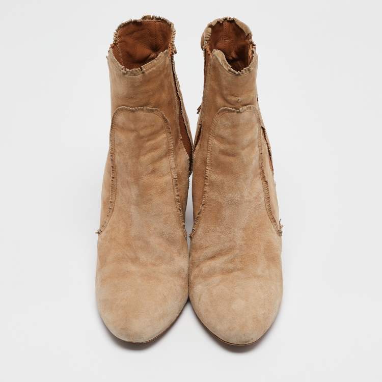 Pre Owned  Aquazzura Brown Suede Tassel Accents  Boots Size 39