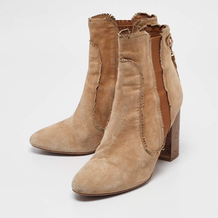 Pre Owned  Aquazzura Brown Suede Tassel Accents  Boots Size 39